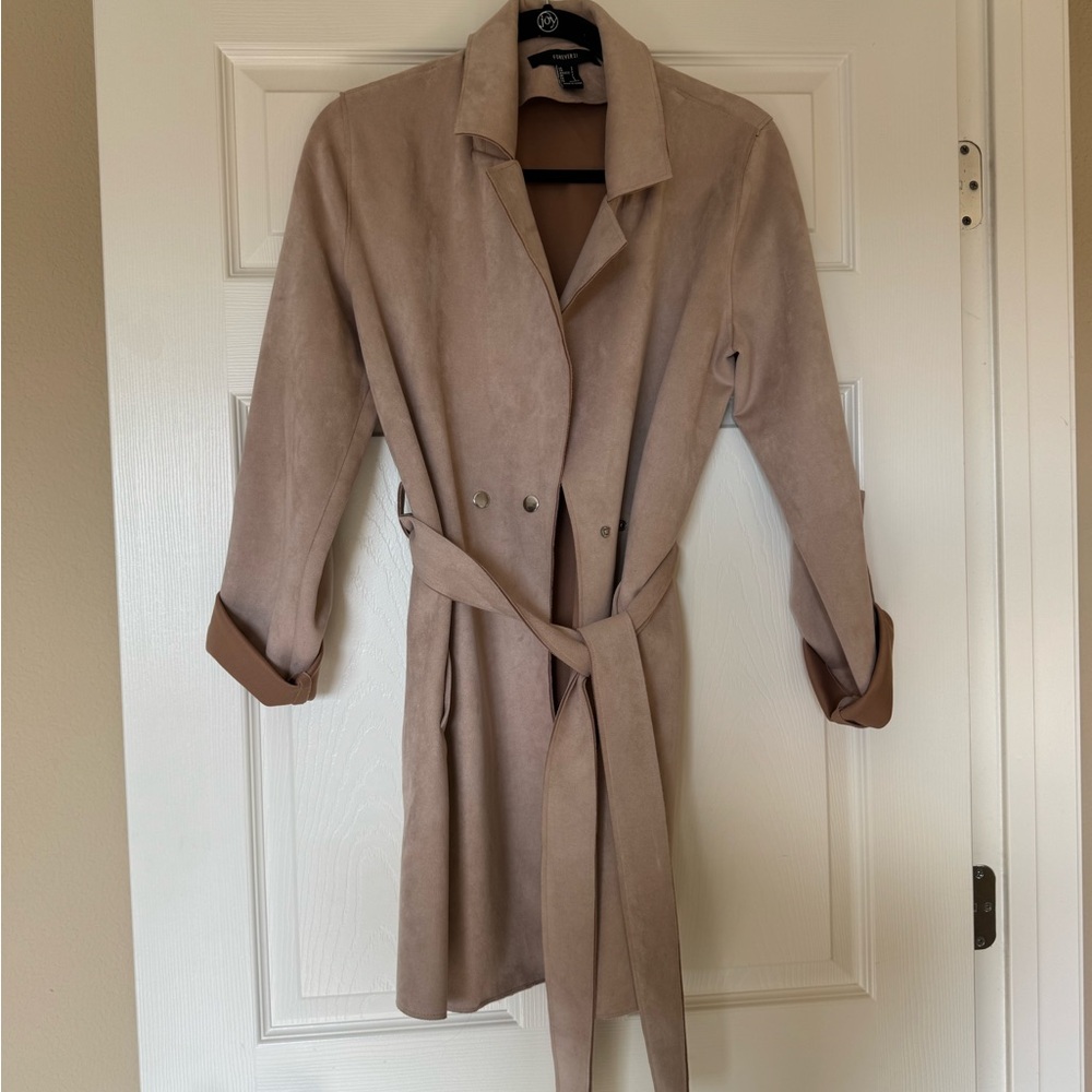 Forever 21 Beige Lightweight Suede Trench Coat